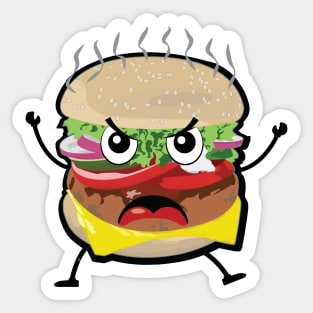 Angry Burger - Funny Character Illustration Sticker